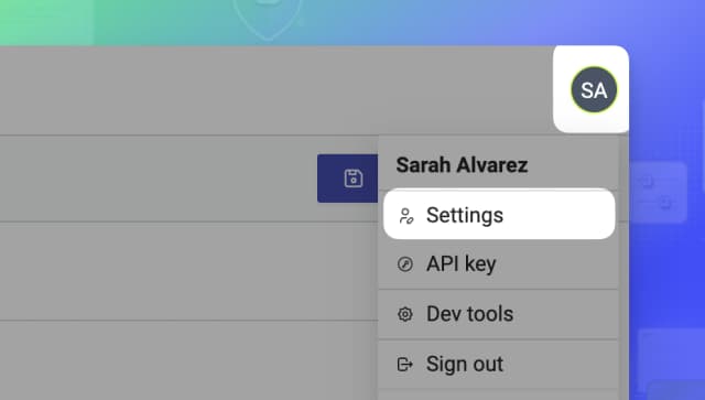 Hover over your profile icon